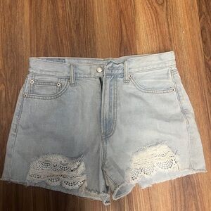 American Eagle Outfitters Light Blue High Waist Denim Shorts